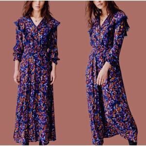 ATELIER REVE Irlea Dr Midi Dress S 40 USA 8 Medieveal Blue